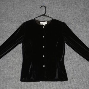 Ronni Nicole by Ouida Jacket Womens S Black Velvet Rhinestone Button Eveningwear